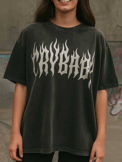 CRYBABY Oversize T-Shirt Sanft Gewaschen